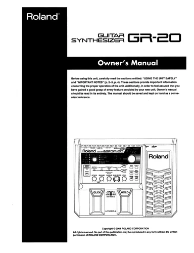 Roland GR-20 Owners Manual User Guide Instructions COIL BOUND 52 Pages