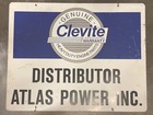 CLEVITE SIGN,VINTAGE AUTOMOTIVE ADVERTISING,ATLAS POWER,DOUBLE SIDED,28x22 LARGE