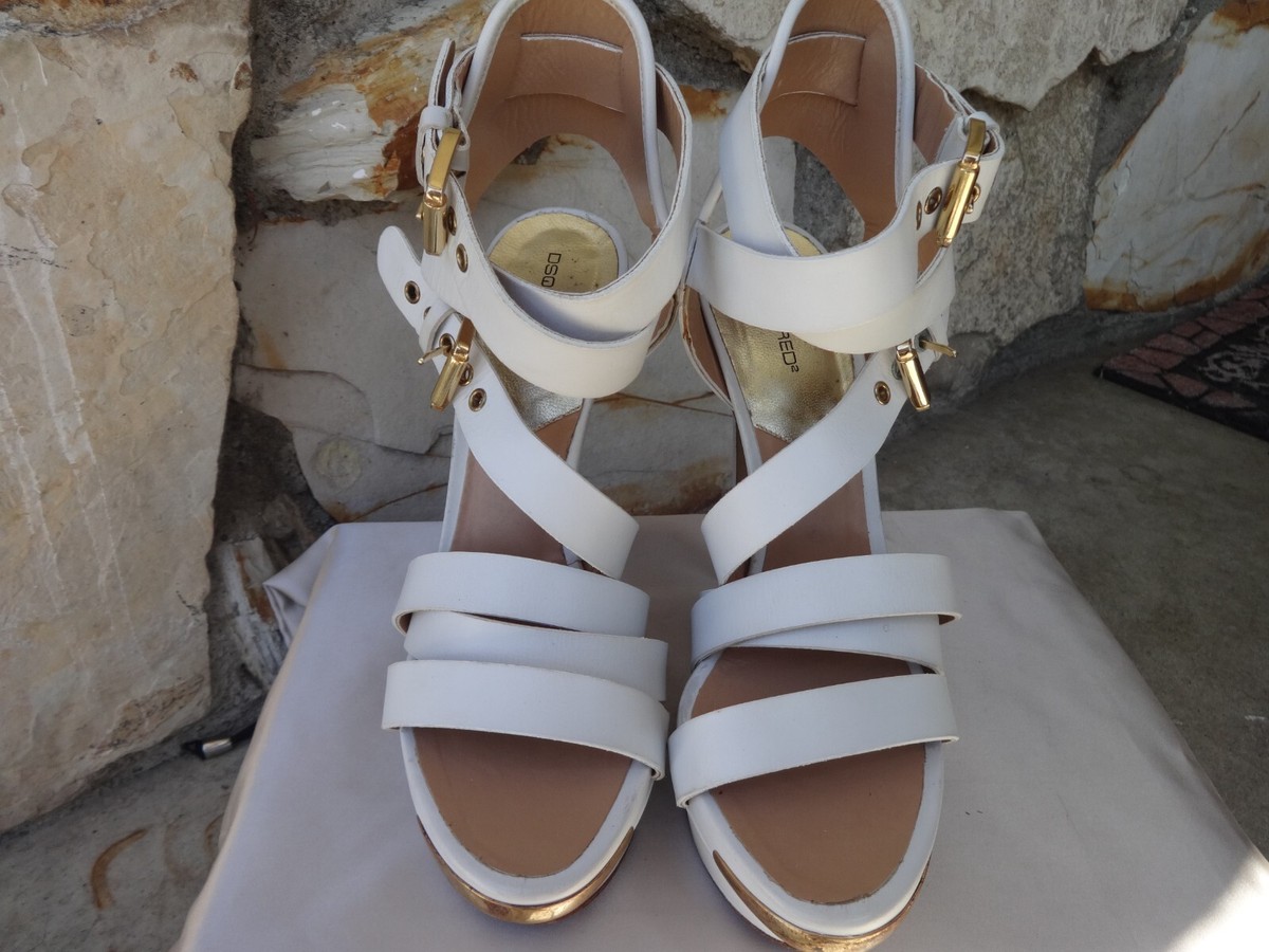 DSQUARED2 MULTI STRAP WHITE LEATHER CAGE LACE-UP SANDALS EU DSQUARED2 MULTI STRAP WHITE LEATHER CAGE LACE-UP SANDALS EU