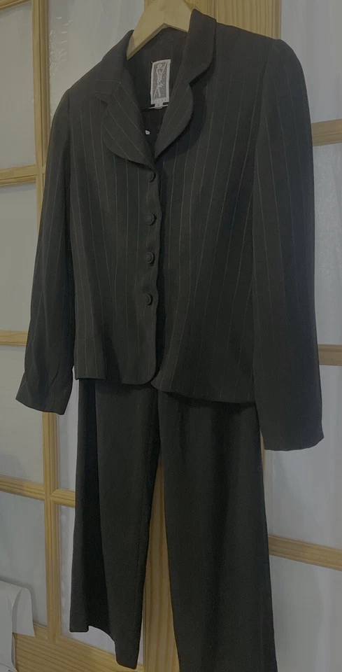 Calça Zelda EUA Feminina 2 Peças Ternos 8 Blazer Jaqueta Carreira Negócios Preta Desleixada - Imagem 3 de 4