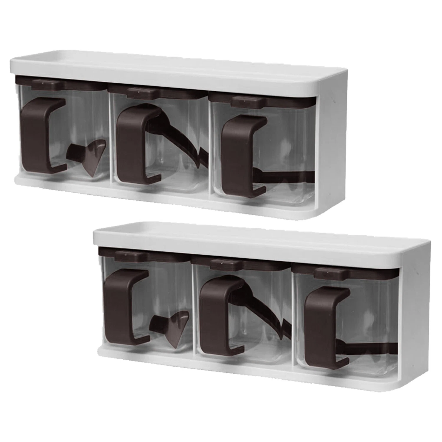 [Set of 2] Spice Jar Rack Seasoning Box Multi Use Kitchen Condiment Organizer
