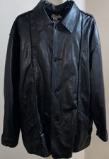 Vintage CALVIN KLEIN Black Faux Leather Men's Button Down Jacket Sz XL -Lined