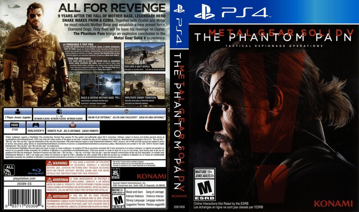 Metal Gear Solid V: The Phantom Pain Box Art Case Insert Cover