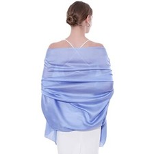 Womens Scarf Pashmina Shawls and Wraps for Evening Dresses Like Chiffon Blue