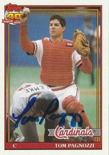 TOM PAGNOZZI ST. LOUIS CARDINALS  SIGNED 1991 TOPPS CARD #308