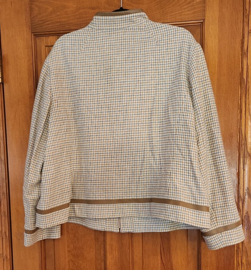 Pendleton Houndstooth Plaid Jacket grey beige 20 W - image 2