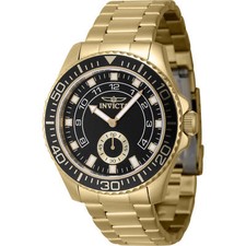 Invicta Men's Watch Pro Diver Black Dial Yellow Gold Steel Bracelet Quartz 47131