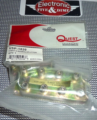 VSP-1820 Quest Technology Video Splitter, Cable TV, 900Mhz, 8 Way, Bronze
