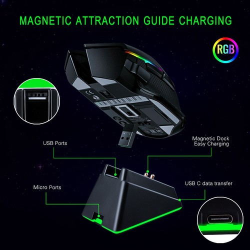 Charging Dock for Razer Basilisk Ultimate/Viper Ultimate/Naga Pro Wireless Mouse - Photo 6/10