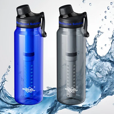 WAKIWAKI Filtered Water Bottle with Replaceable Filter BPA-Free,6-Stage Purifier Camping