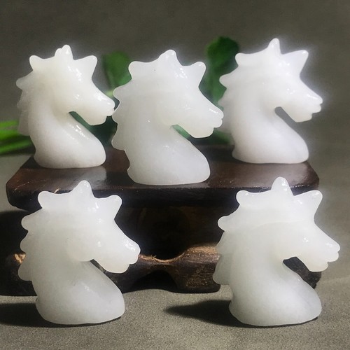 1pcs natural White jade unicorn skull quartz crystal carved Figurines 1" - Imagen 5 de 12