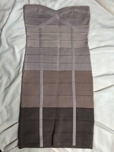 Bebe S Small Bandage Strapless Ombre Nude Taupe Fitted Stretchy Dress Ebay