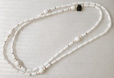 Vintage White Lucite Xtra Long Beaded Necklace With Hidden Closure