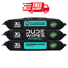 DUDE Wipes Flushable Wipes - 3 Pack 144 Wipes - Unscented Extra-Large
