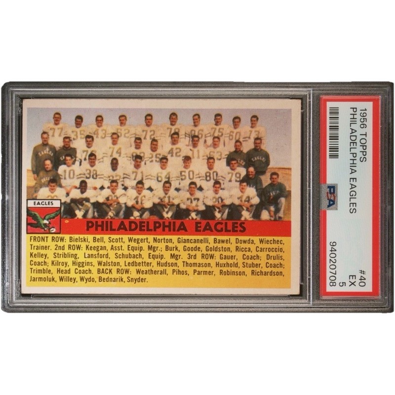 1956 TOPPS FOOTBALL PHILADELPHIA EAGLES TEAM CARD #40 PSA 5 VINTAGE NFL