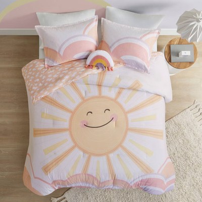 Twin Mandy Sunshine Printed Reversible Kids' Comforter Set Yellow/Coral -