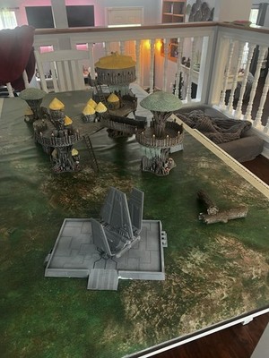 Tree Village Terrain Set Painted for Legion tabletop gaming