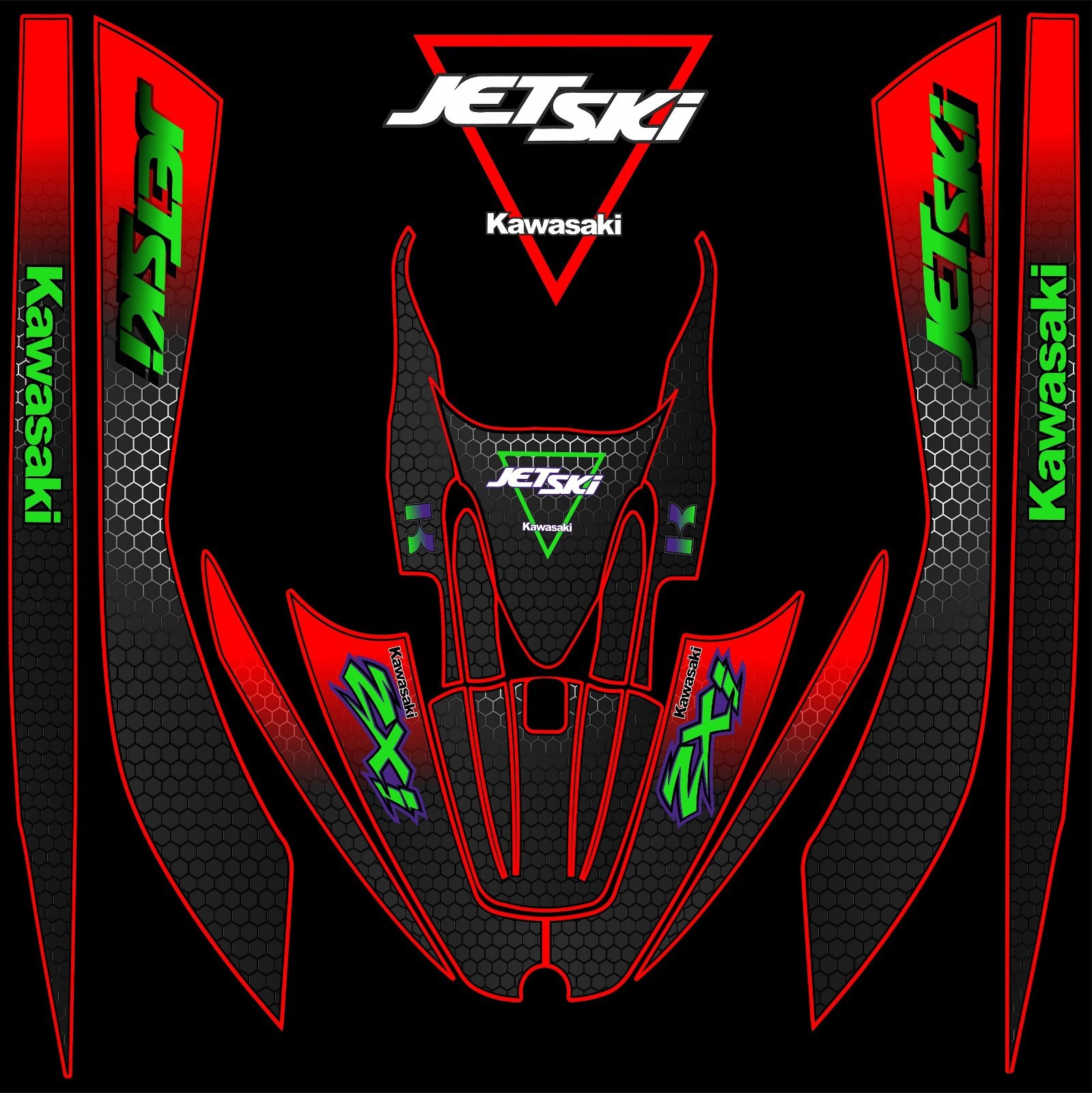 KAWASAKI 1100 / 900/ 750 ZXI JETSKI GRAPHIC SET / KIT DECAL / STICKERS