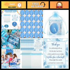 50 Baby Shower Favors - 50 Unscented Tealight Candles, Gift Bags Cards, Blue