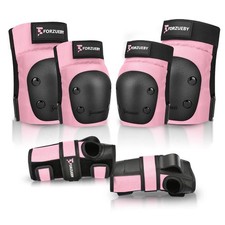 Forzueby Adult/Kids 6-in-1 Knee Elbow Pads Wrist Guards Protective Gear Set