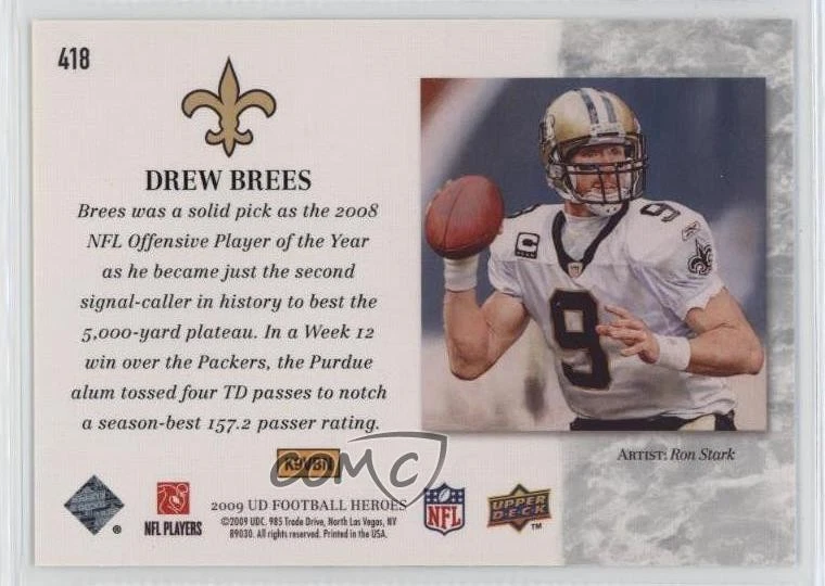 2009 Upper Deck Football Heroes Drew Brees #418 - Image 2 of 2