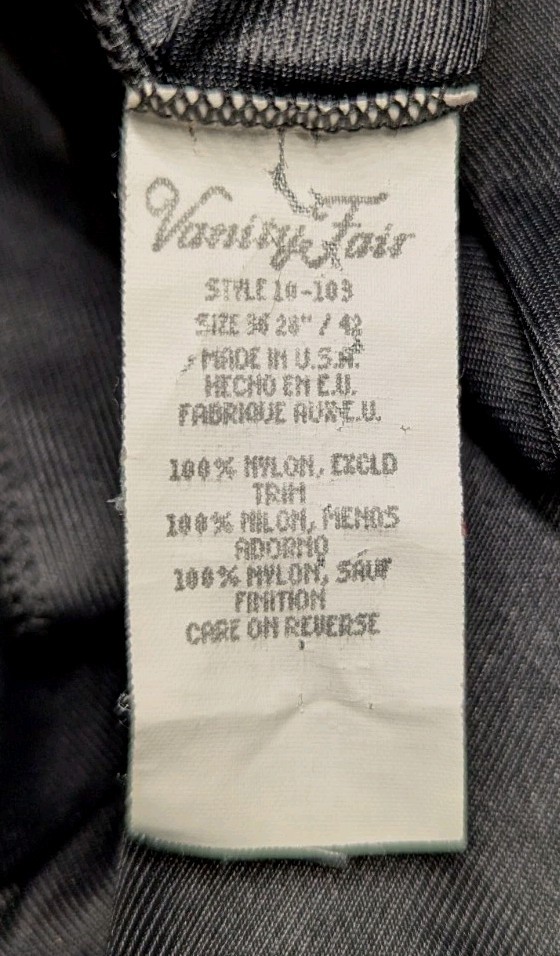 VANITY FAIR Size 36 Black Nightgown Slip Dress LACE TRIM 100% Nylon Women's VTG