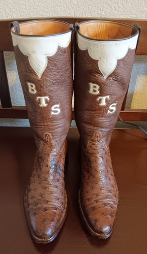 Vtg Circa 1977 Little's Boot Company Custom Chocolate Ostrich Boots 7D Last - Picture 1 of 17