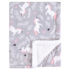 Hudson Baby Plush Blanket with Sherpa Back, Whimsical Unicorn, One Size