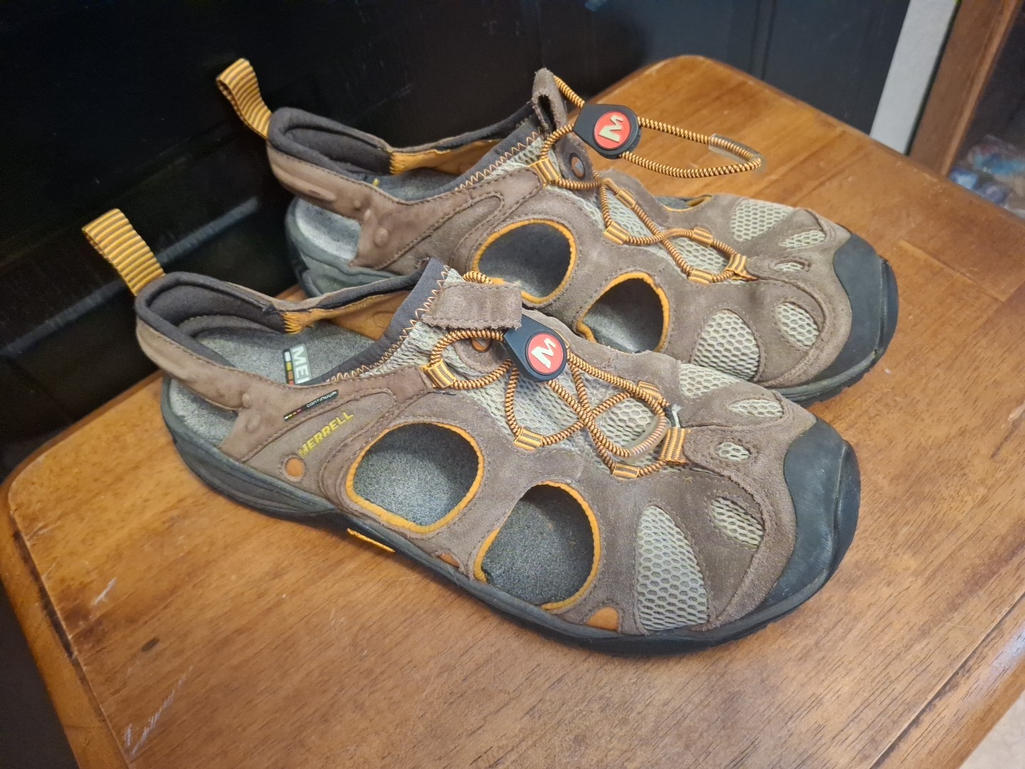 Merrell Sandali Uomo Continuum Acapulco Mensa Escursionismo Acqua 9 M Marrone Grigio Ottime Condizioni
