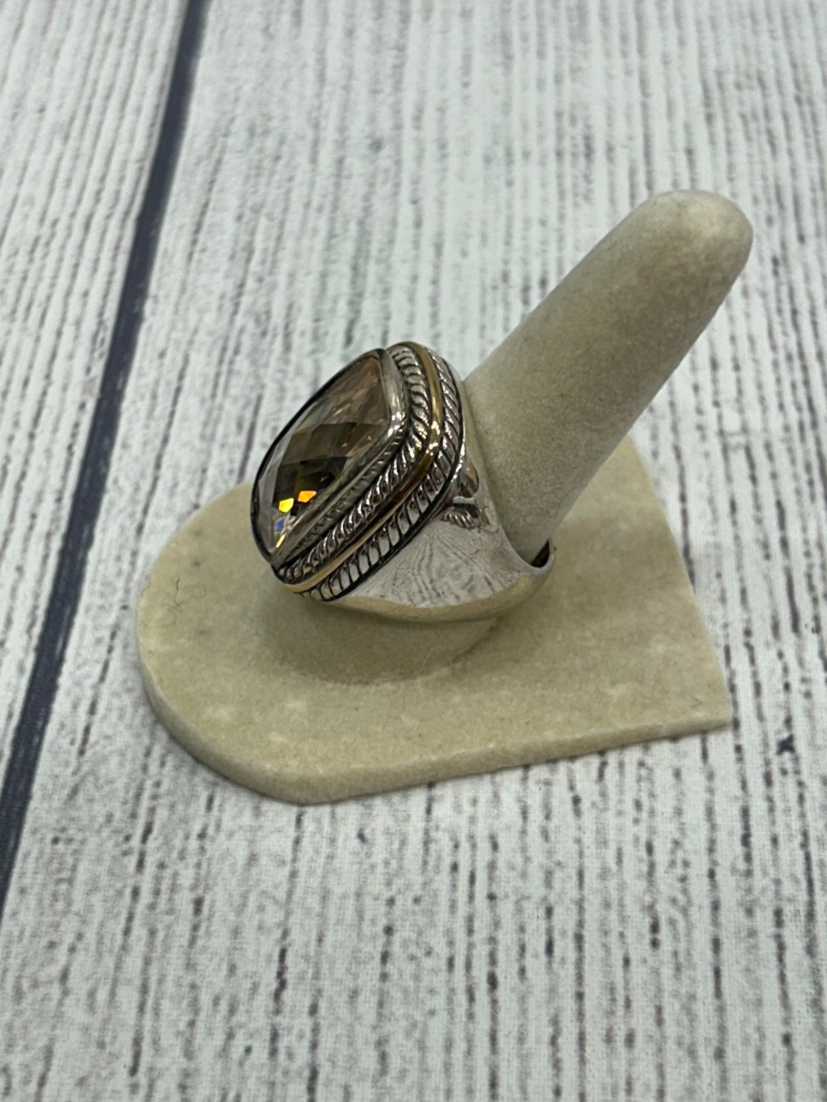 925 Sterling Silver Rectangular Faceted Glass Rop… - image 2