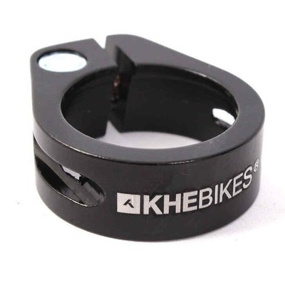 BMX Sattelklemme KHEbikes 28,6mm 7005 Aluminium schwarz eloxiert 28g Laserlogo