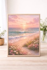 WinsterCreations Pastel Coastal Beach Wall Art Print - Sunset Seascape