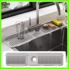 24 Inch Silicone Faucet Mat for Kitchen Sink Splash Guard - 7 Slope Water Dr...