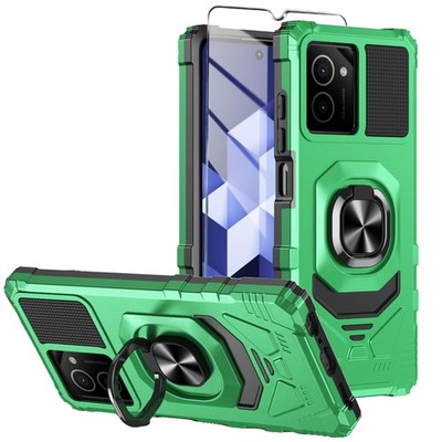 Mocotto for HMD Vibe Phone Case with Tempered Glass Screen Vibe, Green 