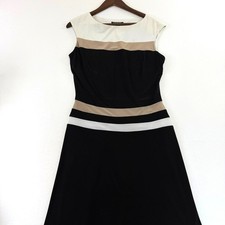 Lauren Ralph Lauren Womens Colorblock Striped Sleeveless Sheath Dress Black 10