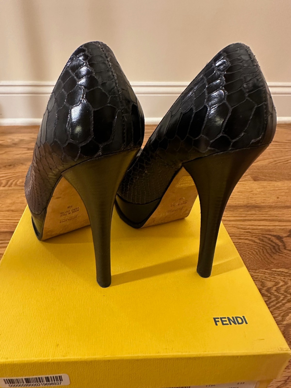 FENDI Fendista Python Embossed Dark Navy Leather … - image 8