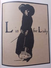William Nicholson Woodcut Print 1898 L for Lady Alphabet Lithograph 1975