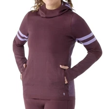 SmartWool Women Intraknit Merino Tech Pullover Hoodie Eggplant Sz XL 16703-L83