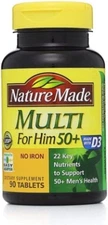 Nature Made Multi for Him 50+ Dietary Supplement Tablets 90 Count (Pack of 4) 