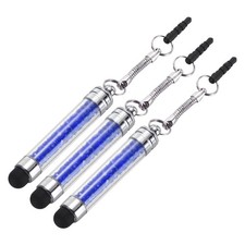 3Pcs Crystal Capacitive Stylus Pen Phone Stylus with Jack Connector Dark Blue
