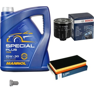 BOSCH Inspektionspaket 5 L MANNOL Special Plus 10W-30 für VW Golf IV 1J1 1.6