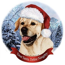 Holiday Pet Gifts Yellow Labrador Retriever Santa Hat Dog Porcelain Ornament
