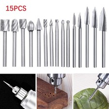 15x Set Punte Trapano Intaglio Legno 1/8 Gambo HSS Incisione Utensili Rotanti Ri