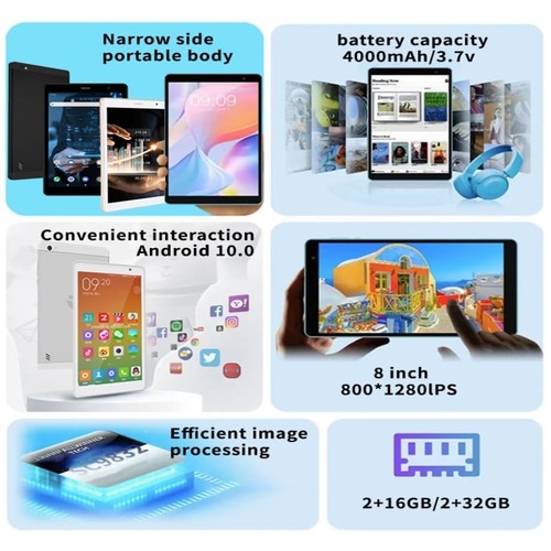 8 inch Android 11 Tablet, 16GB Storage 128GB TF Expansion Tablets, Quad-core ... - Picture 5 of 8