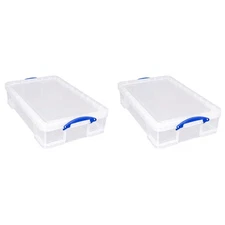 Really Useful Box 33L Storage Container w/Snap Lid & Clip Lock Handle, 2 Pack