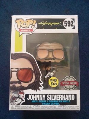 POP VINYL JOHNNY SILVERHAND 592 GLOW VAULTED 592 CYBERPUNK Keanu Reeves Rare