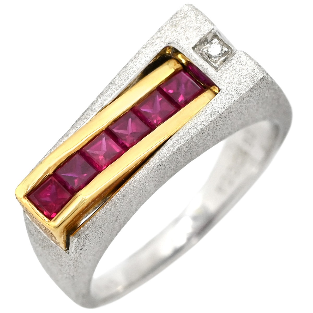 Ring ring Ruby 0.6ct Earring K18WG Ruby diamond W… - image 1