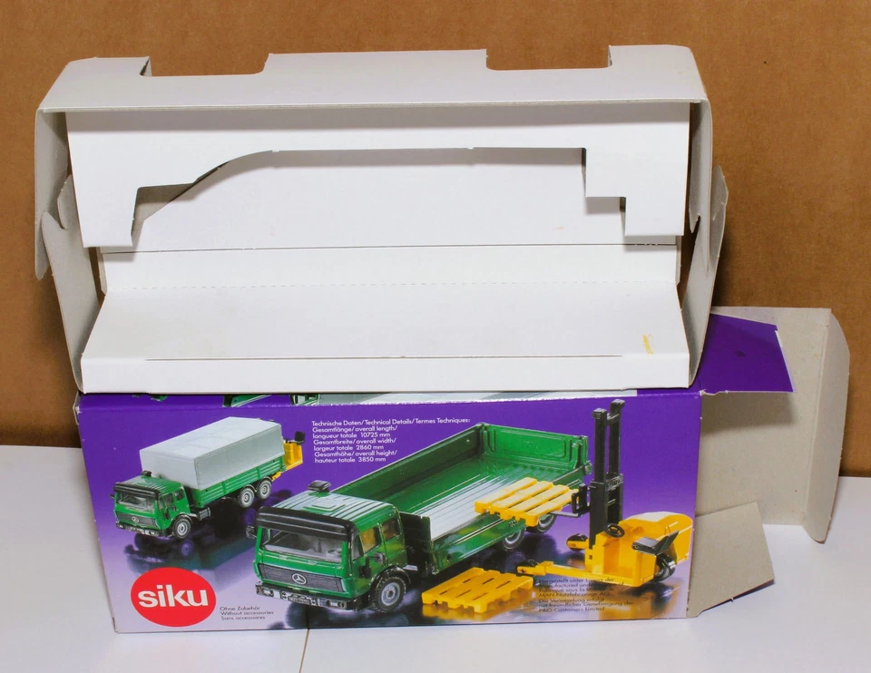 Siku 2933 Mercedes Benz SK LKW Mitnahmestapler Ovp Jumbocargo +Zubehör Paletten  - Bild 4 von 4