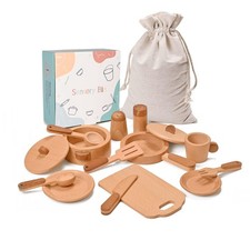 Play Kitchen Accessories Montessori Wooden Toys Kids Kitchen Set Cookware Pla