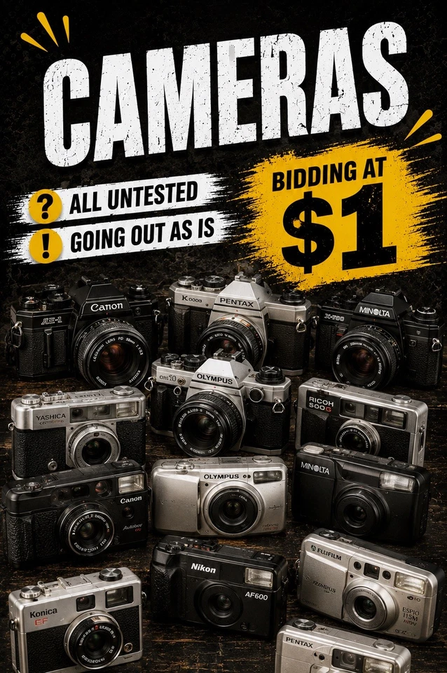 🔥UNTESTED AS IS 🔥CAMERAS STARTING AT ONLY $1 ALL MUST GO 7PM